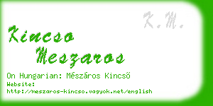 kincso meszaros business card